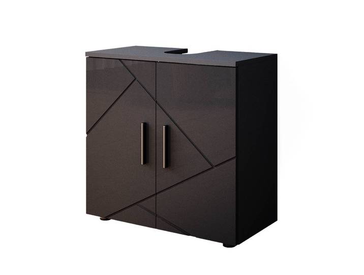 Meuble sous vasque simple 60x59cm, anthracite haute brillance