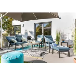 Loungemöbel Set Deluxe Alu 5 tlg. blau Aluminium Blau