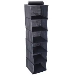Praktisches Schrank-Hängeregal (6 Fächer, 30x30x120cm) – Dunkelgrau – Perfekt für Kleidung, Schuhe & mehr – Maximale Ordnung im Schrank