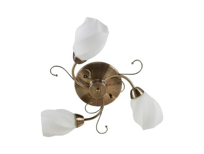 Lindby Deckenlampe romantisch, Deckenstrahler Glas Metall altmessing Landhaus 3x E14 ohne Leuchtmittel Deckenleuchte Küche Wohnzimmer Esszimmer