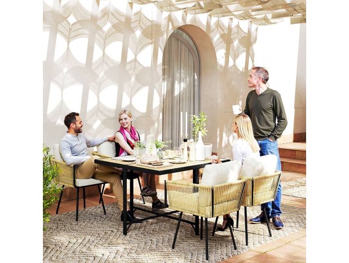 Outsunny Ensemble Jardin 5 Pièces Table Bois-Plastique