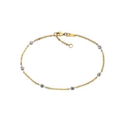 Fußkette FIRETTI "Schmuck Geschenk Gold 375 Körperschmuck Ankerkette", gold (goldfarben, silberfarben, weiß), Fußketten, Damen, Gelbgold 375, mit Zirkonia (synth.)