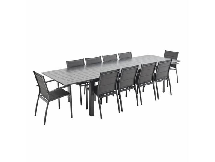 sweeek - Table de jardin extensible aluminium + 10 assises ODENTON