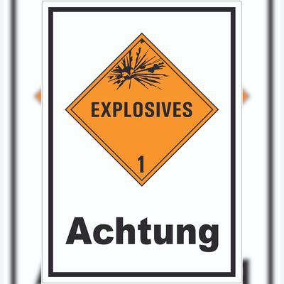 HB-Druck Aufkleber Explosionsgefahr Achtung Explosives A5 (148x210mm)