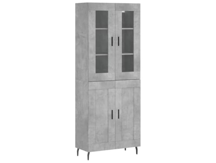 Highboard Betongrau 69,5x34x180 cm Holzwerkstoff mit Metallfüßen Stilvolles Highboard, Holzwerkstoff, Betongrau, viel Stauraum, Metallfüße, stabil