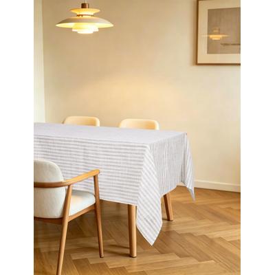 Tischdecke OTTO HOME "Marric 1 Stück, halbtransparent, Dekoration" Gr. 2, beige (taupe), B:130cm L:160cm, Polyester, Tischdecken, Tischdecke, halbtransparente Tischdecke, Leinenoptik mit Streifen
