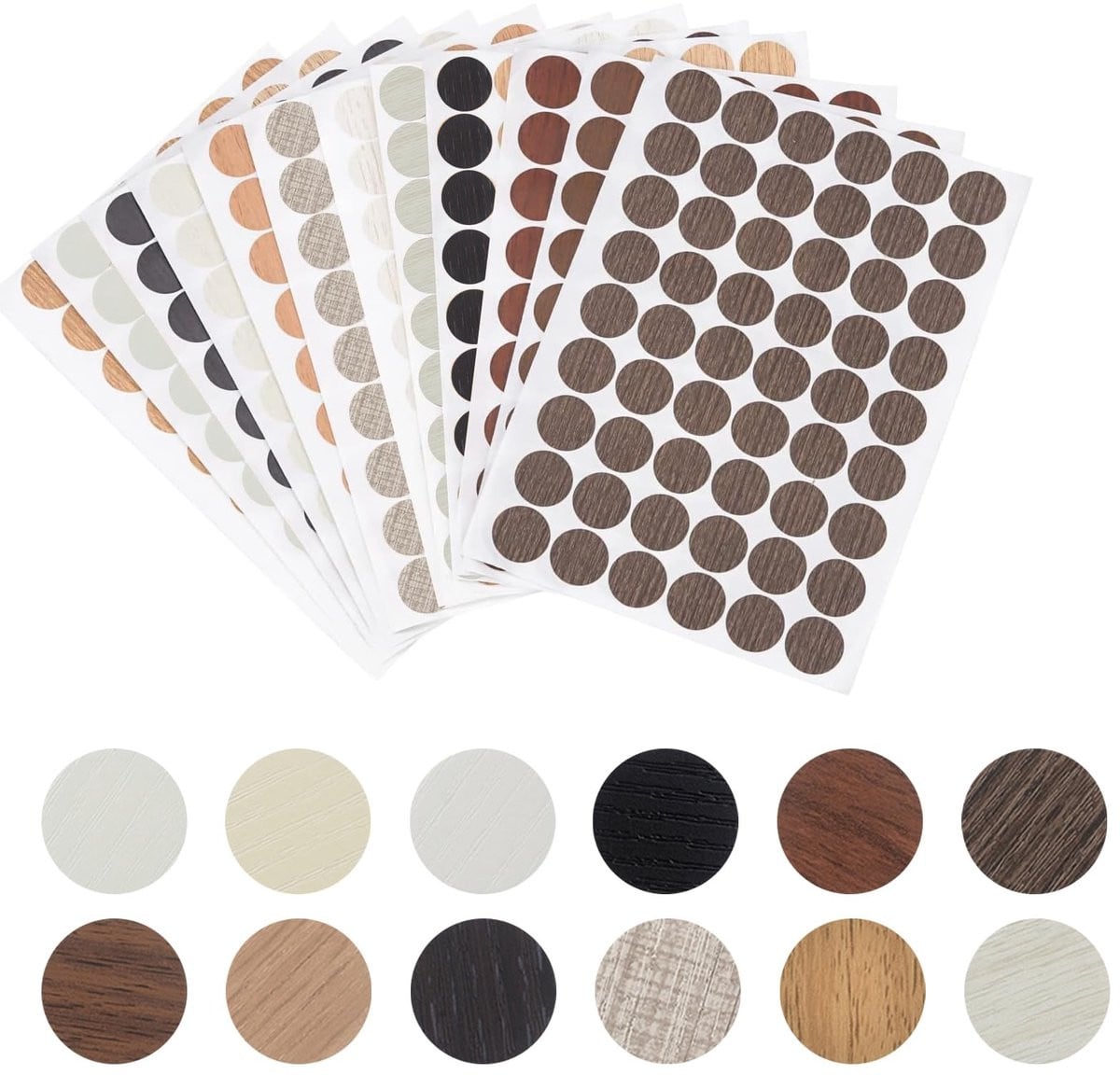 Dailygoody Zelfklevende schroefgatafdekkingen voor houten meubels - 648 stuks - Waterdicht - Ø 21 mm - Diverse kleuren