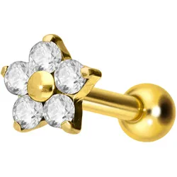 Titan Ohrpiercing mit Innengewinde KRISTALLBLUME
