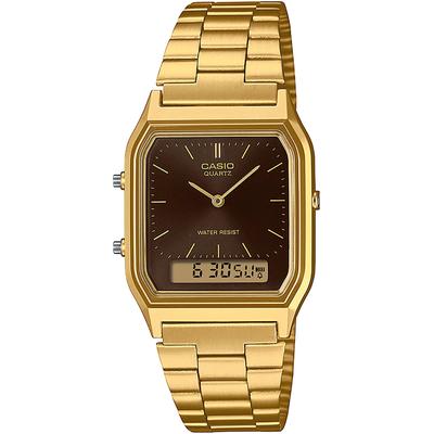 Chronograph CASIO VINTAGE, gold (goldfarben, braun, braun), Armbanduhren, Damen, goldfarben, Chronograph, Quarzuhr, Armbanduhr, Damenuhr, Herrenuhr, Edelstahlband,Digitaluhr