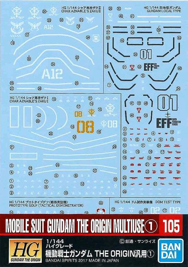 Bandai Gundam-stickerset 105 voor Mobile Suit Gundam The Origin