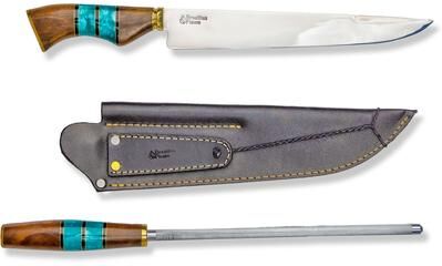 Brazilian Flame Chef Ribs 10-inch Stainless Steel Knife with Sharpener