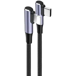 MobileKing Nylon USB-C zu iPhone 90° Winkel-Ladekabel 1 m