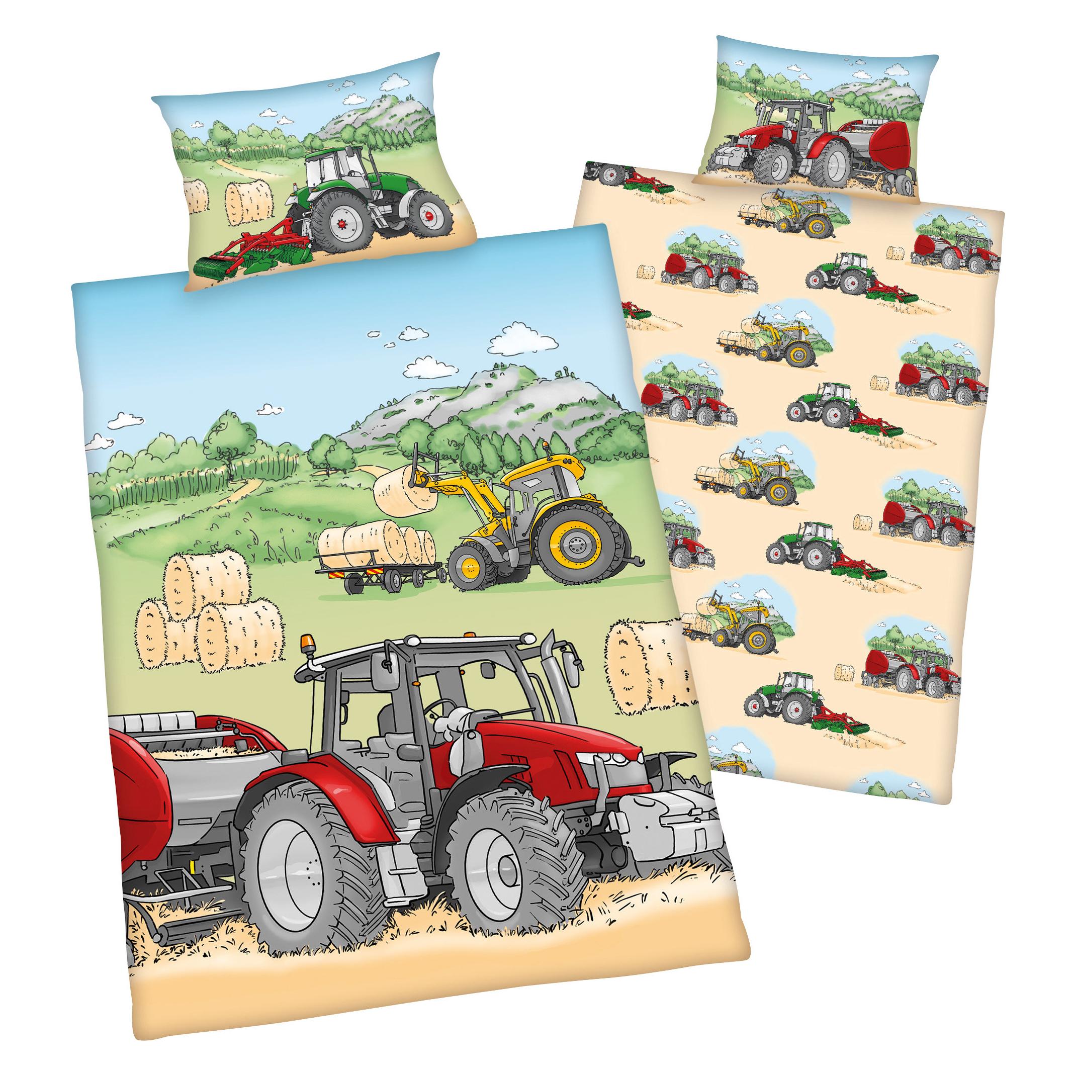 Herding Kinder-Wendebettwäsche "Traktor" (200 x 135 cm, 80 x 80 cm) (B08G53Y1M9)