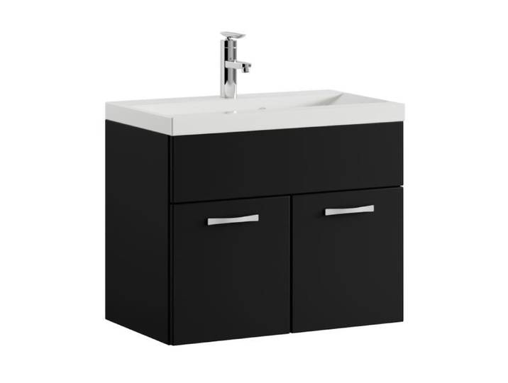 Meuble de salle de bain Montreal 01 60 cm lavabo Noir mat - Armoire de rangement Meuble lavabo evier Meubles