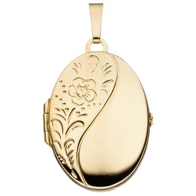 Medallionanhänger JOBO "Anhänger Medaillon oval", gold (goldfarben), Schmuckanhänger, Damen, Silber 925 (Sterlingsilber), 925 Silber vergoldet
