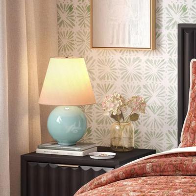 All Categories Goods Threshold Round Table Lamp With Tapered Shade, Soft Green Ceramic Base, Stylish LED Lighting Threshold Round Table Lamp With Tapered Shade, Soft Green Ceramic Base, Stylish LED Lighting