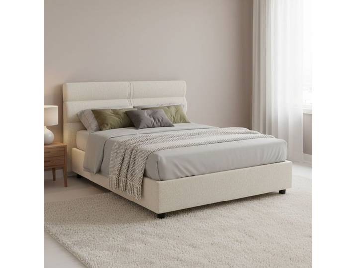 Lit une place et demi Brinzio Dmora en tissu beige