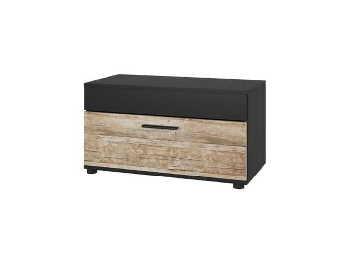 Vicco Wohnzimmerschrank Berno, Schwarz/Sandeiche, 70.8 x 38.9 cm mit Klapptür, geeignet zur Aufbewahrung von Büchern und Ordnern
