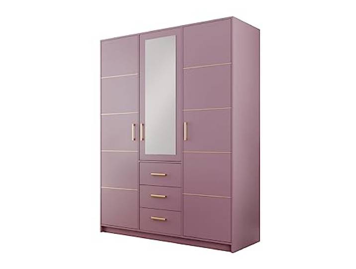 AGMAT-FURNITURE Drehtürenschrank Nancy II D3, 3 Türen Kleiderschrank mit Spiegel, Moderne Garderobe, Schrank Größe: 147 x 200 x 58 cm