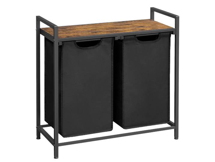 Mid.you Wäschekorb, Schwarz, Braun, Metall, 92 l, rechteckig, 73x72x33 cm, zusammenfaltbar, Haushalt & Reinigung, Wäschepflege, Wäschekörbe & Wäschetonnen