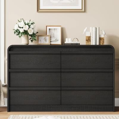 Garvee Arched 6 Drawer White Dresser, Modern Wood Storage Chest with Curved Design
