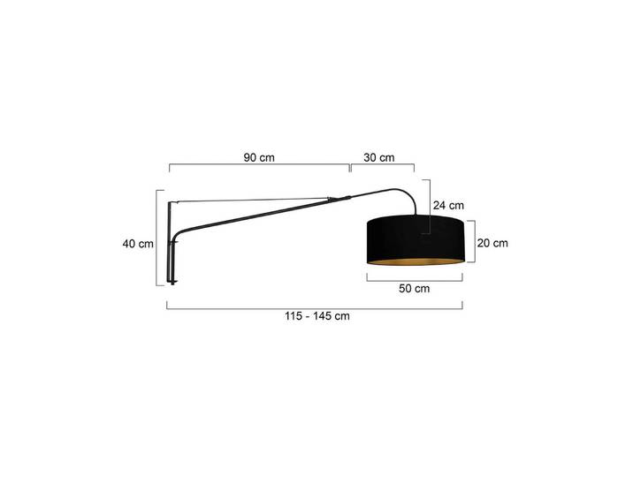 Steinhauer Wandleuchte Elegant Classy, dimmbar, schwarz, für Wohn- / Esszimmer, Metall, Modern