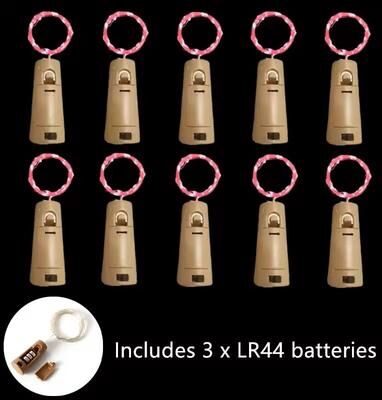 Uplift Treasures Acrylic LED Wine Bottle Cork String Lights (10 Pack) pink (10 Pcs 2 M 20 Led)