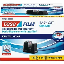 tesa Klebebandabroller tesafilm Easy Cut SMART Schwarz 15 mm (B) x 10 m (L)