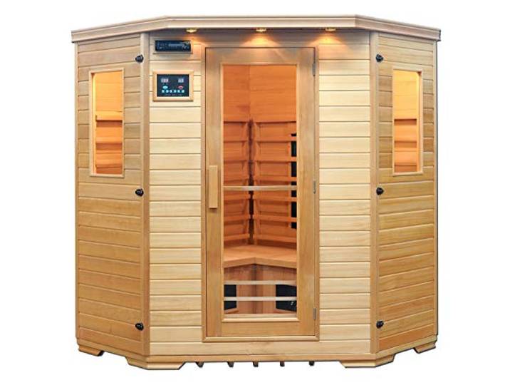 Cabine infrarouge Malmö en bois massif avec radiateurs en céramique - Cabine d’angle pour 4 personnes - ArtSauna