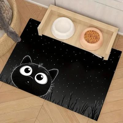 Uplift Essentials Non Slip Cat Pattern Waterproof Pet Feeding Mat 12 X 16 In
