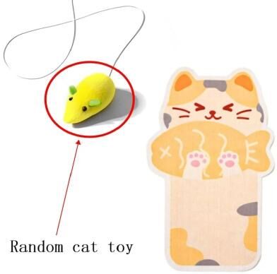 Uplift Essentials Wall Mounted Self Adhesive Felt Cat Scratch Mat With Surprise Hanging Toy style D