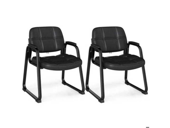 Design Cuir PU Lot de 2 Chaises de Réception Ergonomiques avec Accoudoirs Rembourrés pour Salle d'Attente et Bureau