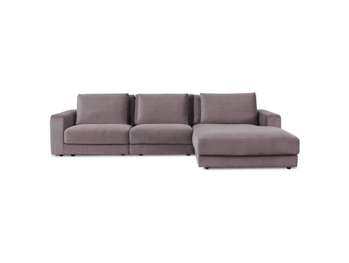 Canapé angle droit Venezia en velours gris foncé - 5 places