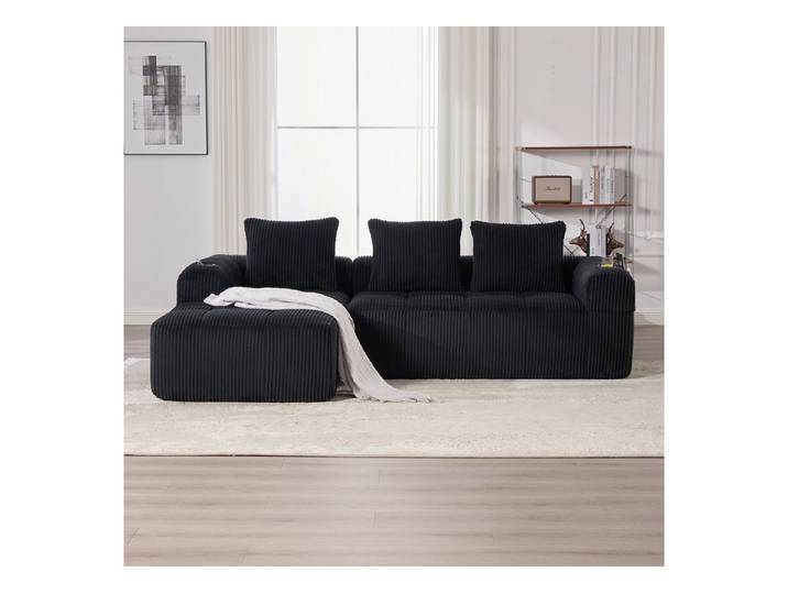 BlingBin Sofa Ecksofa, Cordsofa, Loungesofa, Schlafsofa 1 Teile, Hochwertiger Komfort für langes Sitzen, inkl. 3 Kissen. für Wohnzimmer