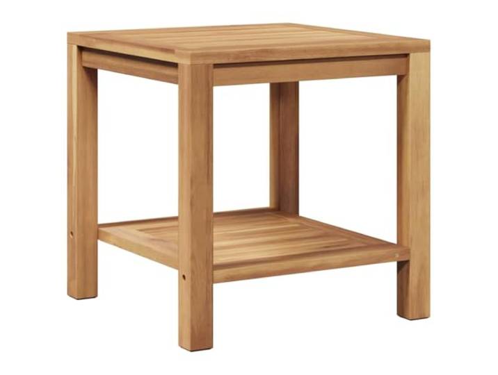 GHVBNMF Couchtisch Massivholz Teak Beistelltisch mit Ablage 45x45x45 cm Kompakter Teetisch für Wohnzimmer und Terrasse mit unterer Ablagefläche für Zeitschriften, Getränke und Deko-Elemente.