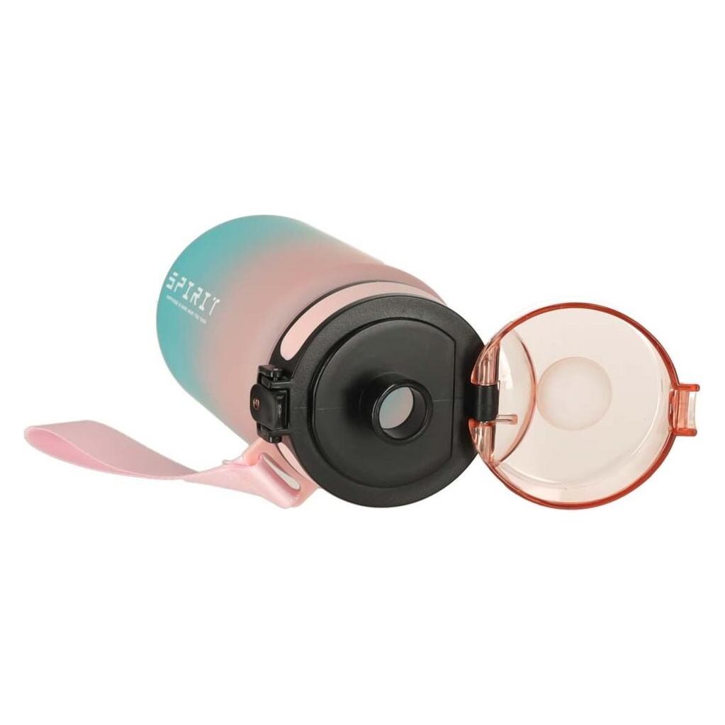 Kik Wasserflasche bidon mit Strohhalm Griff Sport 600ml rosa-blau (0.60 l) (KX3071)