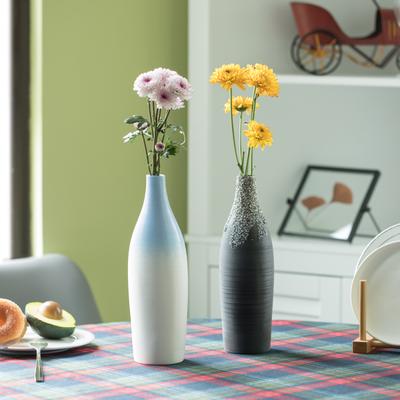 Uniquewise Modern Decorative Ceramic Table Vase Ripped Design Bottle Shape Flower Holder
