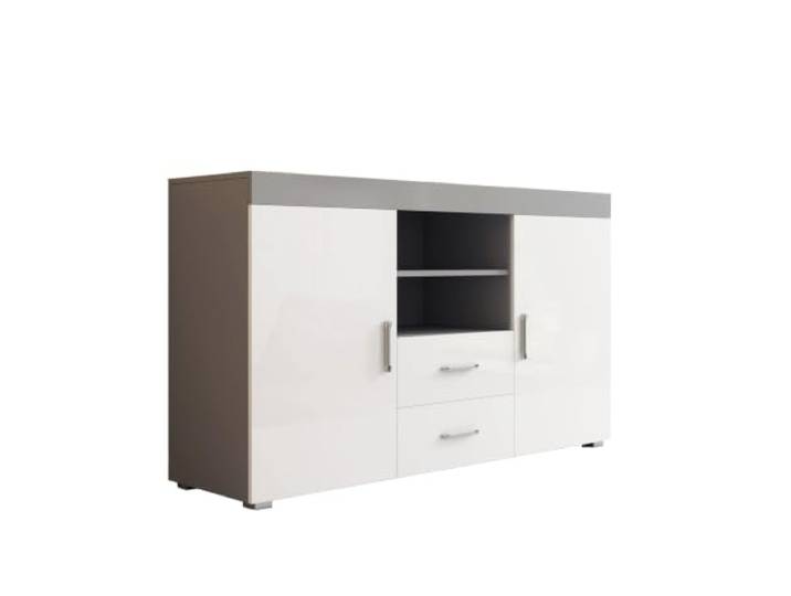 MB Muebles Bonitos Modernes Sideboard Wohnzimmer oder Esszimmer Modell Roque (Grau/Weiß)