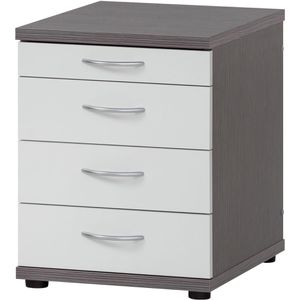 Möbelpartner Standcontainer Serie 4000, weiß/grau, mit 4 Schubladen, Tiefe 50cm
