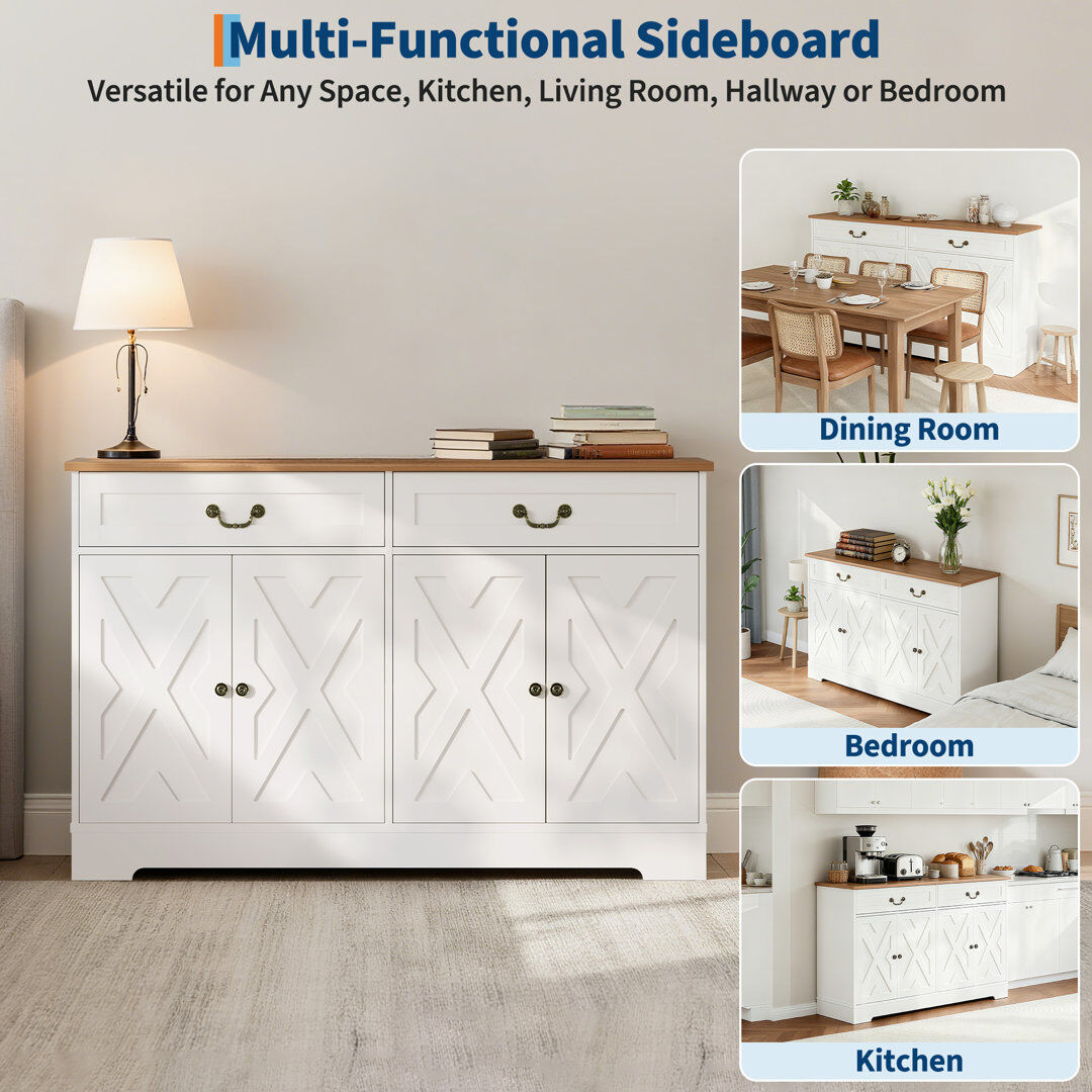 Brambly Cottage 77cm Sideboard White 85cm H X 77cm W X 40cm D