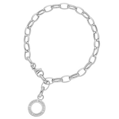 Charm-Armband "mit Schriftzug zum einhängen von Charms, Silber 925" Gr. 21, silber, GIORGIO MARTELLO MILANO, Armbänder, Damen, 21cm, Silber 925 (Sterlingsilber), Charm-Armband