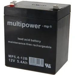 Blei-Akku Multipower MP5.4-12B, Anschluß: Faston 6,3 mm, 12 V, 5,4 Ah