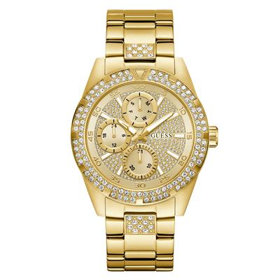 Multifunktionsuhr GUESS "ORION", gold (goldfarben), Armbanduhren, Herren, Quarzuhr, Armbanduhr, Herrenuhr, Edelstahlarmband, analog, Wochentag