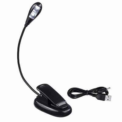 LED-Clip auf Buchlesebettlichtlampe wiederaufladbare tragbare Lesung 1w flexible 360 ° USB-AA-Batterien für Computer