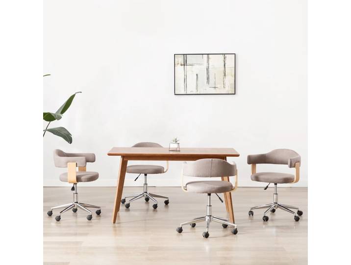 vidaXL Drehbare Esszimmerstühle 4 Stk. Taupe Bugholz und Stoff