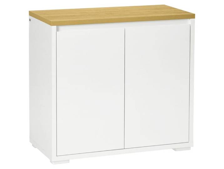 LIA Meuble multi-usages mobile avec armoire à 2 niveaux en panneau de particules et étagère réglable 80x37x75 cm