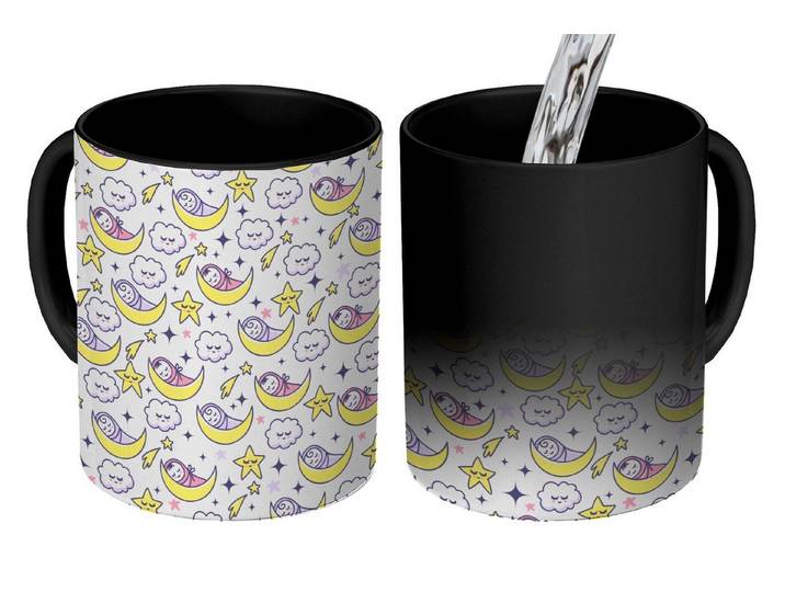 MuchoWow Tasse Zauber Tasse Zaubertasse Magic Baby - Sterne - Schlafen 350 ml, 1-tlg., Tasse, Tasse Geschenk Becher Kaffeetasse
