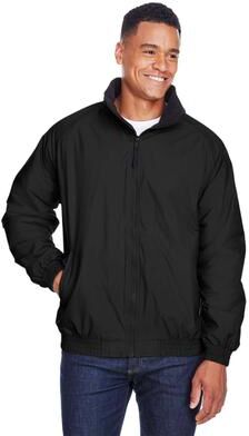 Harriton M740 Fleece Lined Nylon Jacket in Black size Large