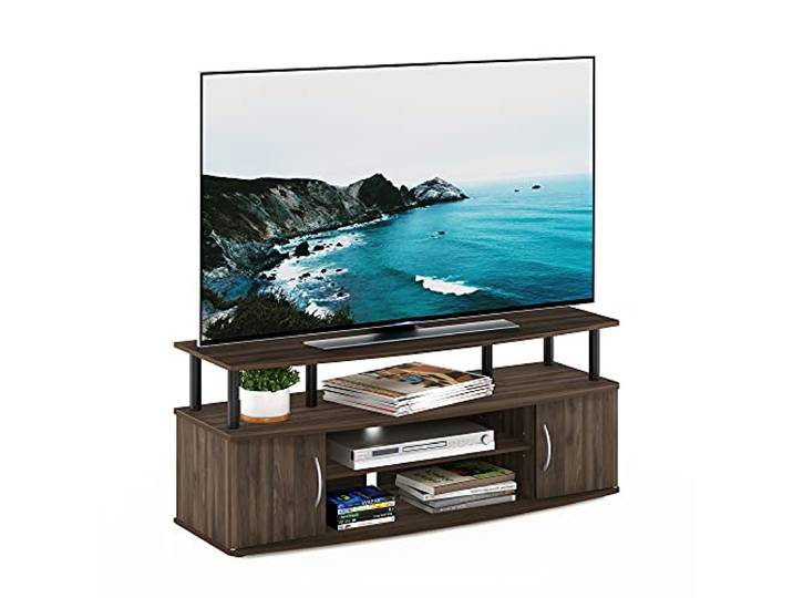 Furinno Jaya TV-Ständer für TVs bis 55 Zoll mit 2 Türen, Columbia-Walnuss TV-Möbel mit Kabeldurchführungen, Entertainment-Center, TV-Konsole für Wohn- und Schlafzimmer