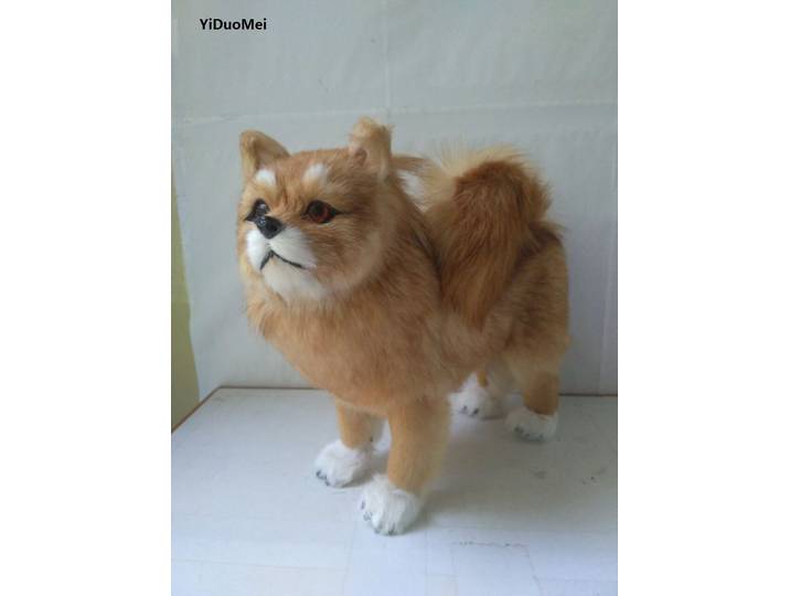 Modèle de chien Pomeranian artificiel, grand modèle de chien en polyéthylène et fourrure, 28x24cm, artisanat manuel, ornement, décoration de la maison, cadeau a1197